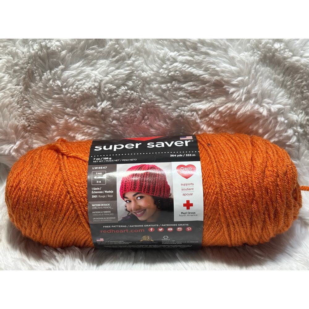 Red Heart Super Saver Yarn-Carrot, E300-0256  M:4235 -New